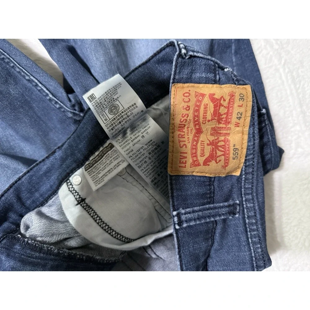 Levis 559 Jeans Mens 40x28 Blue Relaxed‎ Straight Mid Rise Medium Wash